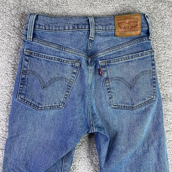 Levi’s 501 Jeans Women’s 24X26 Blue Skinny Mid-Rise Medium Wash Button Fly - Picture 6 of 14